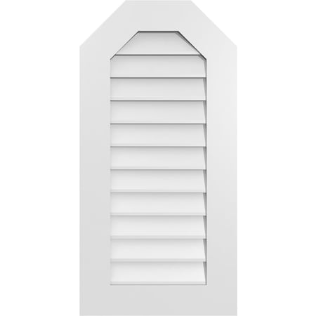 Ekena Millwork Octagonal Top Surface Mount PVC Gable Vent w/ 3-1/2"W x 1"P Standard Frame, 18"W x 36"H GVPOT18X3601SN